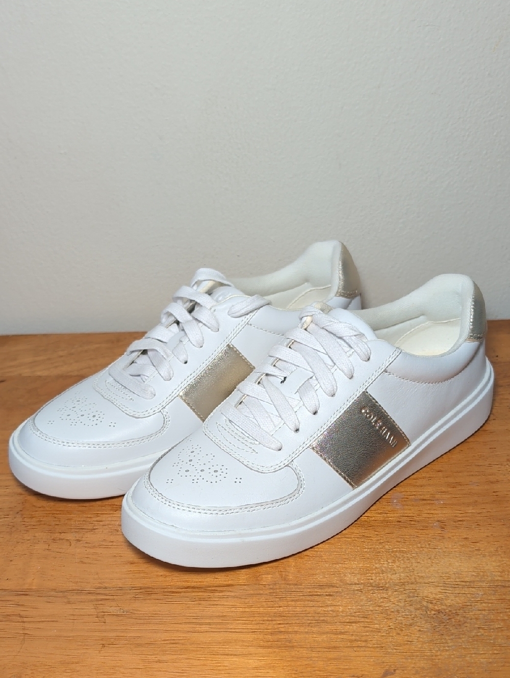 Cole Haan Grand Crosscourt Daily Low-Top Casual Sneakers White Gold Women's 8.5B